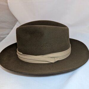 Vintage 1980s BANANA REPUBLIC Safari Fedora Hat 7-1/2 USA Made 60 Real Fur Felt